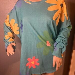 Lilypad Flower Sweatshirt Aqua